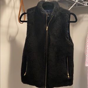 J. Crew black fur vest like new